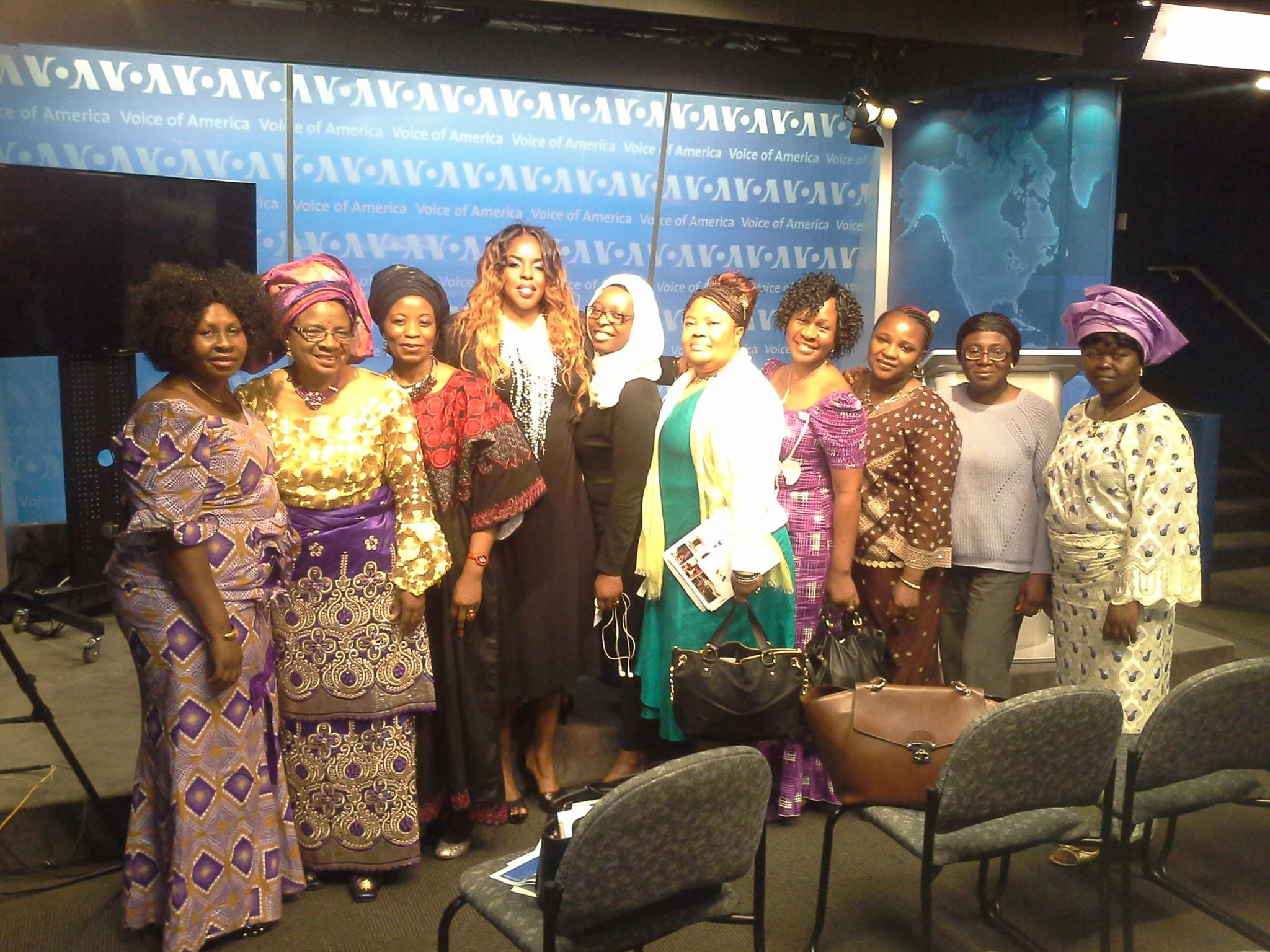 Sandra Ekpenyong with women advocates at VOA